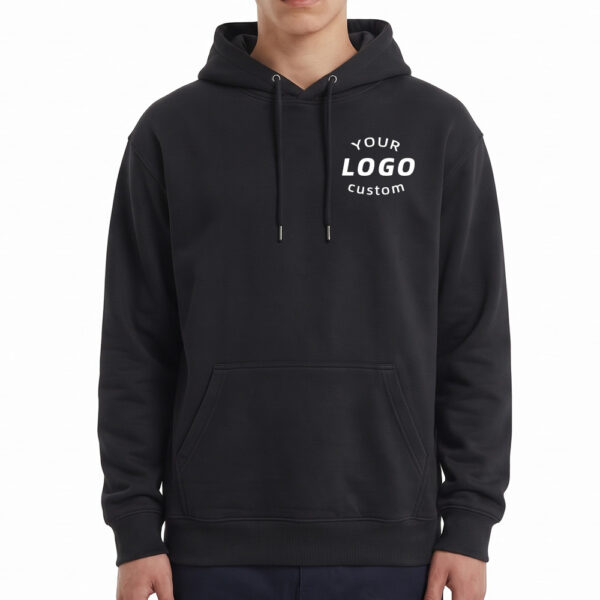 custom-Hoodie-6W017T1-Black-LOGO Custom Team Uniform Embroidered Midweight Pullover Hoodie with Custom Logo | 8.85 oz.